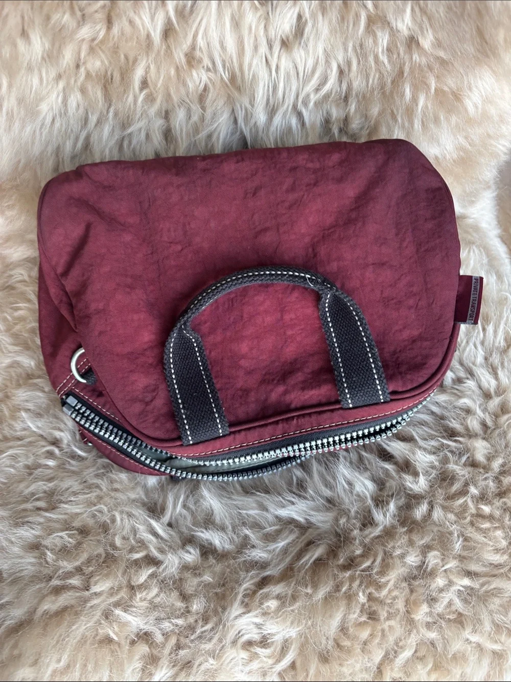 Kipling Deep Red Dual-Zip Cosmetic Case